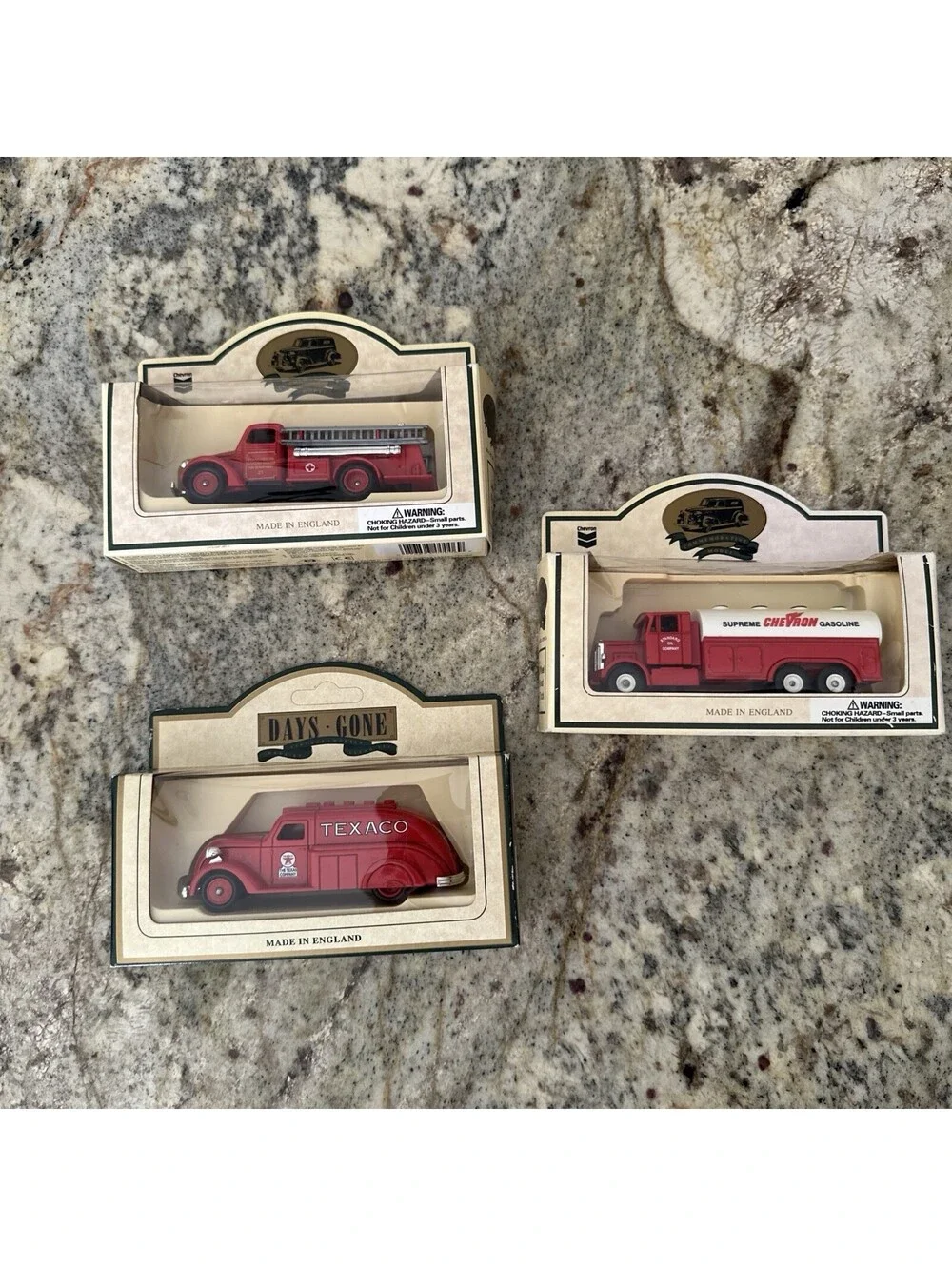 Chevron Commemorative Model Metal Cars Trucks Vintage England Lot Of 3